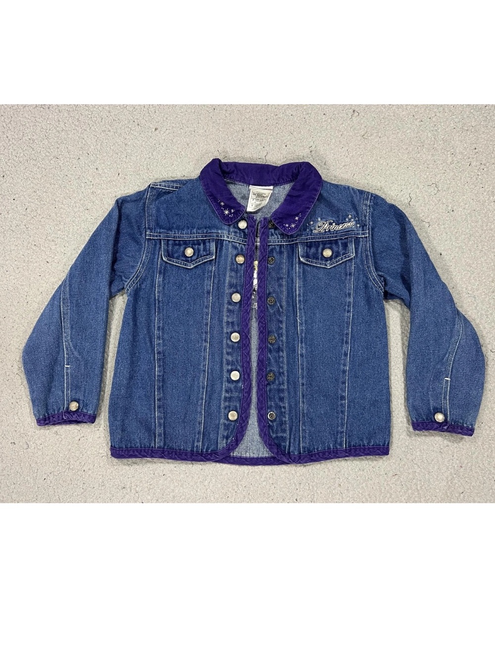 Vintage Disney Jacket Girls Small Denim Disney Princess Ariel Embroidered Y2K